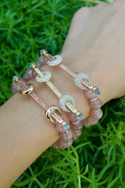 Strawberry Beryl & Peach Tourmaline Chakra Bracelet