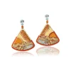 Sunset Marquetry Earrings with Fire Opal & Topaz