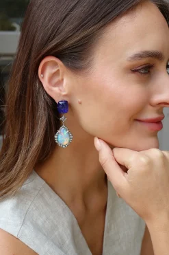 Tanzanite & Opal Drop Earrings