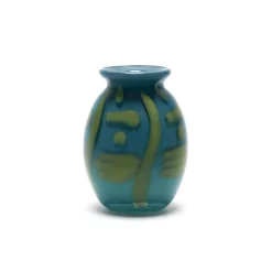 Teal Vase with Pistachio Strokes