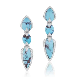 Tiered Turquoise & Diamond Earrings