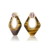 Tiger's Eye Nomad Doorknocker Earrings with Pink Spinel