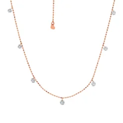Tiny Floating Diamond Necklace- Rose Gold