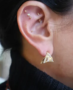 Tiny Pearl Flipper Stud Earring