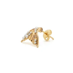 Tiny Pearl Flipper Stud Earring