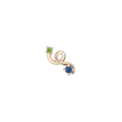 Tsavorite and Blue Sapphire Mini Loop Earring