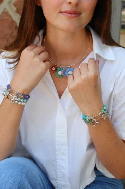 Turquoise and Diamond Chakra Bracelet
