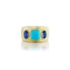 Turquoise & Blue Sapphire Three Stone Ring