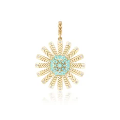 Turquoise Chubby Sunflower Pendant