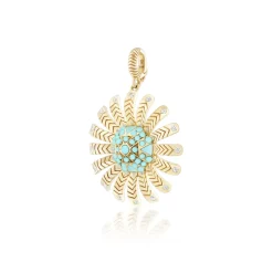 Turquoise Chubby Sunflower Pendant