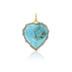 Turquoise & Diamond Heart Pendant