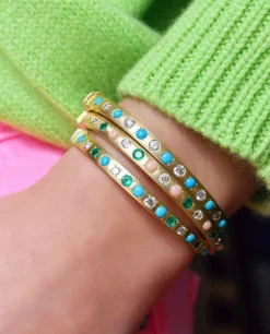 Turquoise, Emerald & Diamond Gypsy Bangle