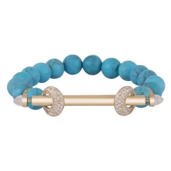 Turquoise & Gold Bar Diamond Beaded Chakra Bracelet