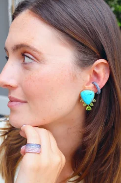 Turquoise & Peridot Hourglass Earrings