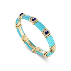 Turquoise, Sapphire and Diamond Flex Bangle