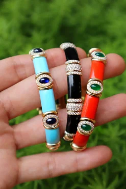 Turquoise, Sapphire and Diamond Flex Bangle
