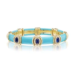 Turquoise, Sapphire and Diamond Flex Bangle
