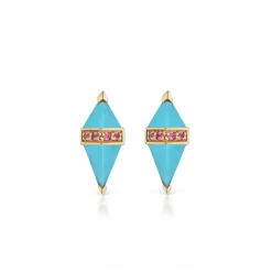 Turquoise with Pink Sapphire Pietra Studs
