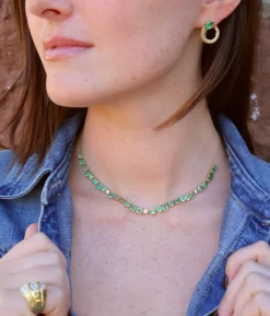 Twisted Emerald Snake Hoops