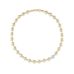 Two-Tone Ball Necklace with Pavé Diamond Ball