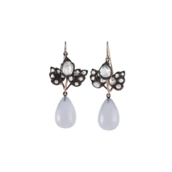 Vintage Georgian Earrings with Chalcedony & Diamonds