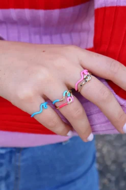 Wave Ring with Diamond & Black Enamel Polka Dots