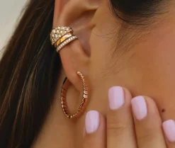 White Gold Single Row Diamond Ear Cuff