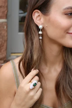 White Pearl Jellyfish Drop Earrings