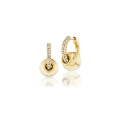 Yellow Gold Piercing Earrings with Diamond Hoop