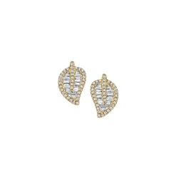 Yellow Gold Small Leaf Studs