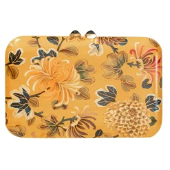 Yellow Peony Marquetry Clutch