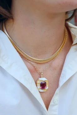 Yellow Rhodochrosite & Pink Tourmaline Lollipop Pendant